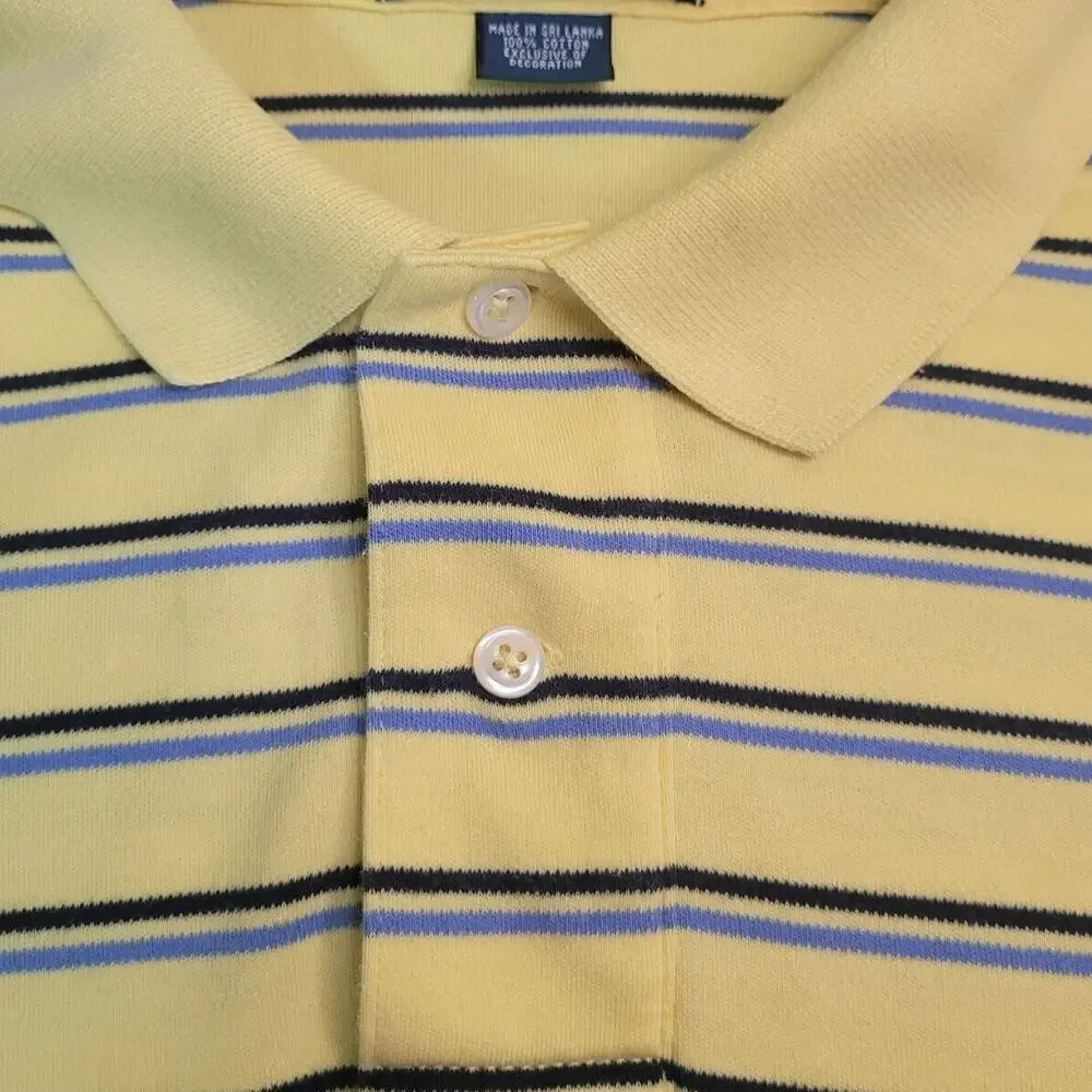 VTG Polo Ralph Lauren Yellow Stripe Polo Classic Preppy L